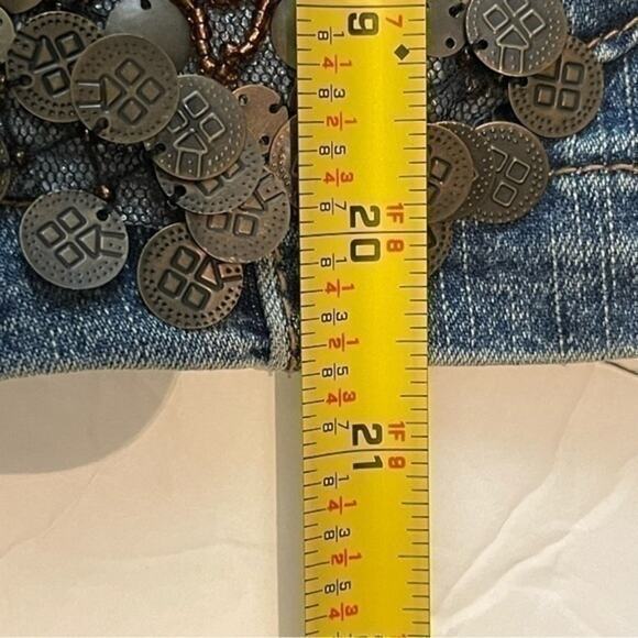 Isabel Beaded Sequined Boho Hippie Festival Blue Jean Jacket Size M - Picture 11 of 11